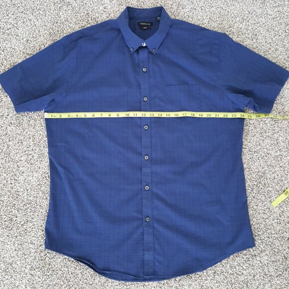 NEW Cond. Van Heusen Flex Men Short Sleeve Button Shirt 16-16.5 Large Dark Blue - Picture 4 of 8